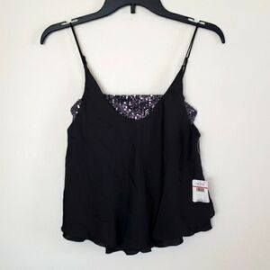 Intimately free people, Turn it on Cami in black, flowy, sequin bandeau. Sz XS.